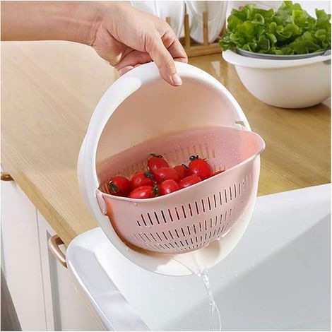 Piatto rack multiuso 2-in-1 con cesto e filtro, accessori da cucina, per la pulizia e drenaggio (1/5)