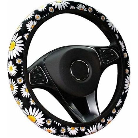 Couvre Volant Voiture Mignon Daisy Fleur Voiture décoration intérieure tricoté Couverture de Volant Universel Voiture Accessoires Couverture de Roue sans Anneau intérieur