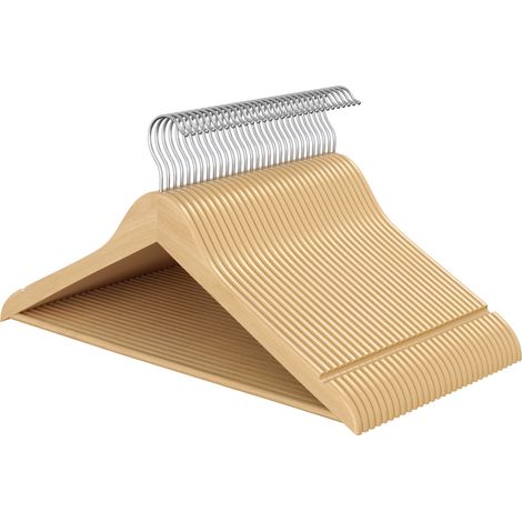 Cintres en Bois pour Costumes, Lot de 50, avec Encoches, 43 x 0,8 x 21 cm, Naturel (1/5)