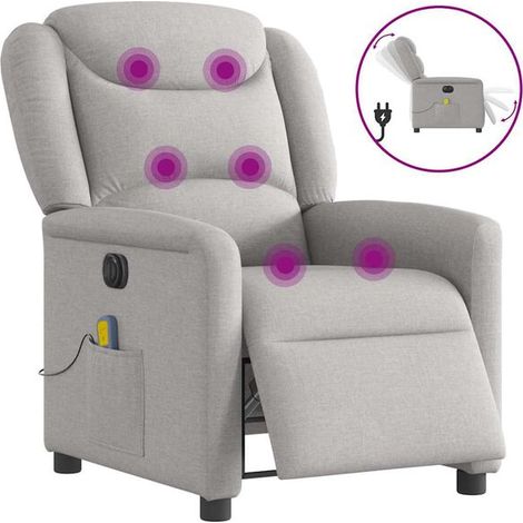 Fauteuil de massage électrique inclinable, tissu gris nuage (1/5)