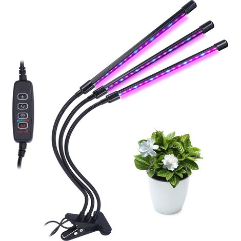 LED-Pflanzenlampe mit USB-Anschluss, 3 Leuchtenköpfe, rotes und blaues Licht, Timer, einstellbare Intensität, geeignet für Grünpflanzen und Blumen. (1/5)