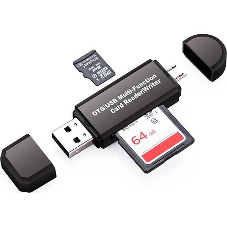 Micro-USB-OTG/USB-2.0-SD/Micro-SD-Kartenleser-Adapter, kompatibel mit Smartphones/Tablets (SDXC, SDHC, SD, MMC, RS-MMC OTG) (1/5)