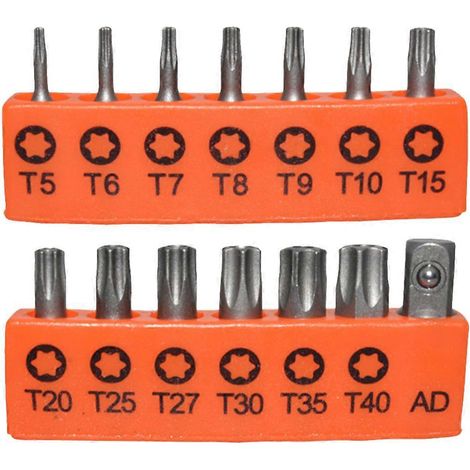 1 jeu d'embouts de sécurité Torx pour tournevis, embouts de sécurité en acier pour métal et bois avec adaptateur-6X2.5X0.9CM-Orange
