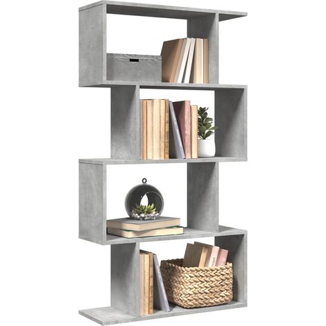 Raumteiler-Bücherregal 4 Böden Betongrau 70x24x129 cm