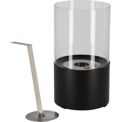 Cheminée de table au bioéthanol ronde - Noir - D 16,4 x H 29 cm - Livraison gratuite