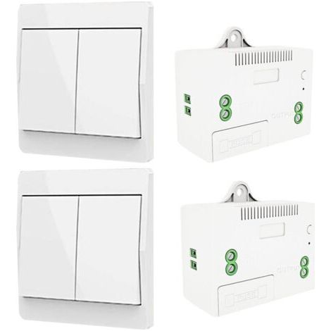 Interrupteur d'éclairage auto-générant sans fil, interrupteur à radiofréquence et récepteur de relais, contrôleur avec fusible, interrupteur cinétique sans batterie (Kit 2 voies 2 clés) (1/5)