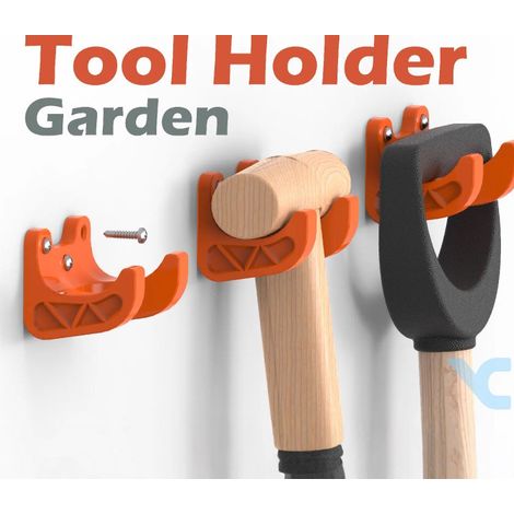 Support pour outils de jardin 5 pièces avec diamètre de 35mm, crochet mural pour balai, pelle, râteau, support de rangement fixé par vis pour garage, hangar, outils DIY (1/5)