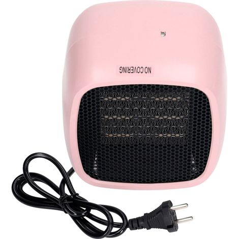 Chauffage d'appoint électrique de bureau avec ventilateur et protection contre la surchauffe, technologie PTC, en céramique, rose, pour la maison et le bureau. Prise UE 220 V. (1/5)