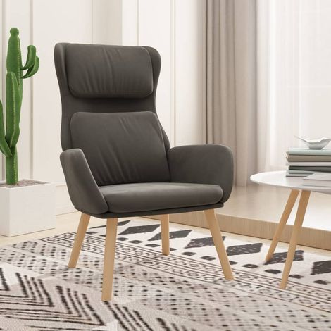 vidaXL Relaxing Chair Dark Grey Velvet (1/5)
