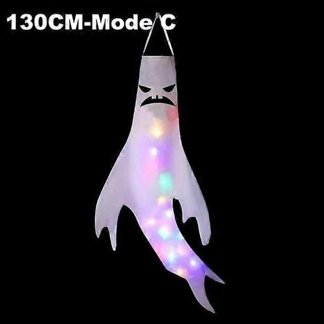 Grande lampe LED d'extérieur pour Halloween, fantôme suspendu, déguisement, lampe lumineuse effrayante, accessoires d'horreur, décoration pour la maison ou le bar, 130 cm - Modèle C