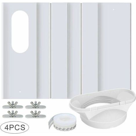 Kit de Fenêtre pour Climatiseur Portable,avec Coupleur Universel Panneau en PVC Renforcé Réglable Joint pour 16cmTuyau (1/4)