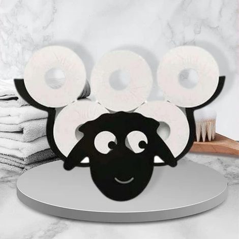 Sheep Toilet Paper Holder, Black Metal Wall Mounted Toilet Paper Holder, Toilet Paper Storage, Metal Sheep Toilet Roll Holder for 7 Rolls (1/5)