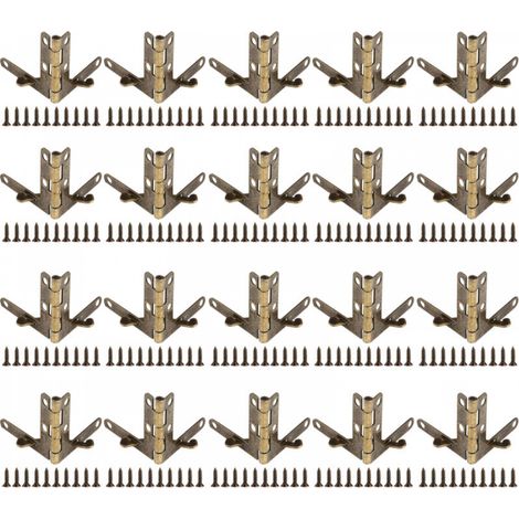 Lot de 20 charnières en plastique à angle de 90°, accessoires pour boîtiers montres, bois, à ressort, bijoux, métal (bronze) (1/5)
