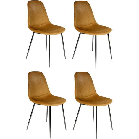Lot de 4 Chaises Velours "Giulia" 85cm Moutarde (1/5)