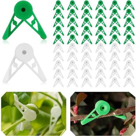 Packung mit 60 verstellbaren 360°-Pflanzenclips – Biegsame Clips für Low Stress Training (LST) – Grün und Weiß (1/5)