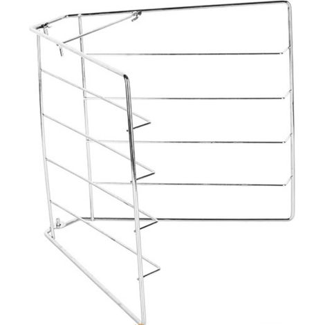 Étagère à pizza pliable - Peu encombrante et polyvalente - Trois niveaux pour ranger les assiettes - Acier inoxydable argenté (1/5)