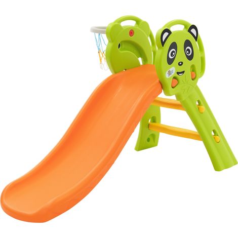 Joyz 2in1 Kinderrutsche, Grün-Orange, Spielrutsche Set Indoor/Outdoor, Kinder Spielzeug Rutsche + Basketballkorb, ab 3 Jahren, Babyrutsche Gartenrutsch Kleinkinderrutsche Rutschbahn Kunststoffrutsche