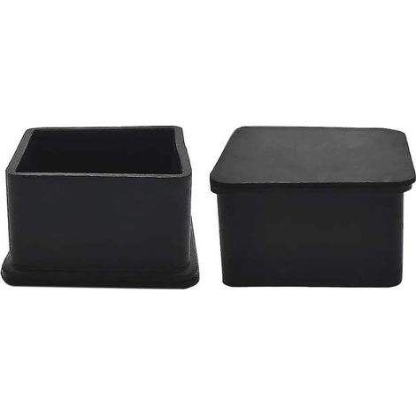 Lot de 8 embouts de pieds en caoutchouc antidérapants pour chaises, meubles et tables, 5 cm (2 pouces), carrés, noirs. (1/5)