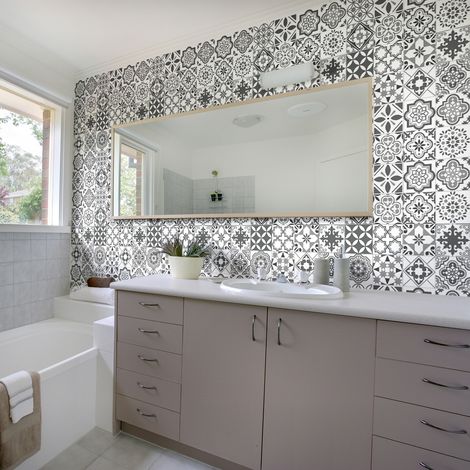 Sticker Mural Carrelage adhésif Cuisine Salle de Bain - 60 STICKERS CARRELAGES AZULEJOS CERAFINA - 60stickers15x15cm (1/5)