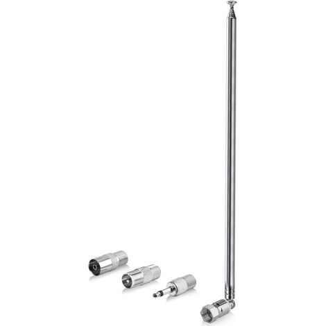 Antenne Radio Dab FM Amplifiée Interieur Télescopique Remplacement 115 cm, 75 ohm, Pliante, Angle,Metal, pour Chaîne HiFi, Radio Poste Vintage, Enceinte Portable, Amplificateur Tuner, Stéréo (1/5)