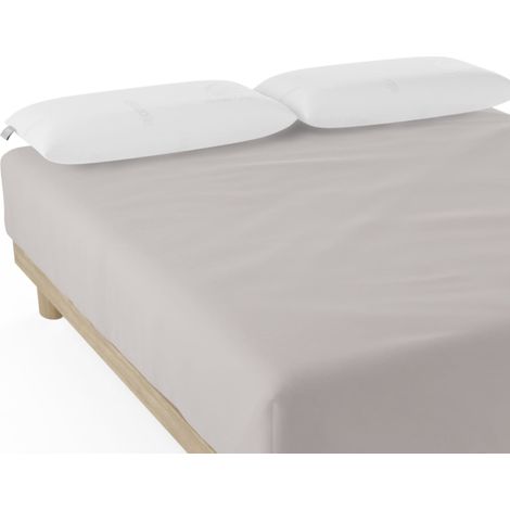 Nalui Sábana Bajera Gris 100% Algodón 180 Hilos (Camas max 28cm), Suave, Fresca, Transpirable, Lavable a 30ºC
