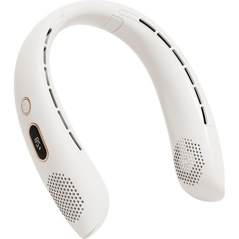 Ventilateur de cou, ventilateur de cou USB portable silencieux sans lame, flux d'air à 360°, mini ventilateur personnel rechargeable à 3 vitesses pour la maison, le bureau, les voyages e (1/4)