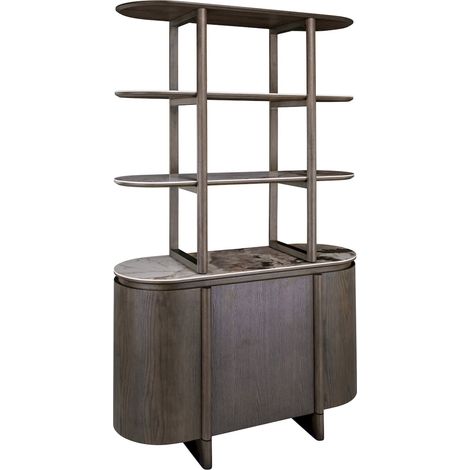 Vitrine marron avec plateau effet pierre - marron (1/5)