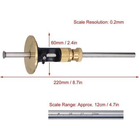 Jauge de Marquage de Roue, Kit de Marquage à Tracer pour le Travail du Bois, Outils de Marquage du Bois avec échelle MM,jauge de traçage (1/3)