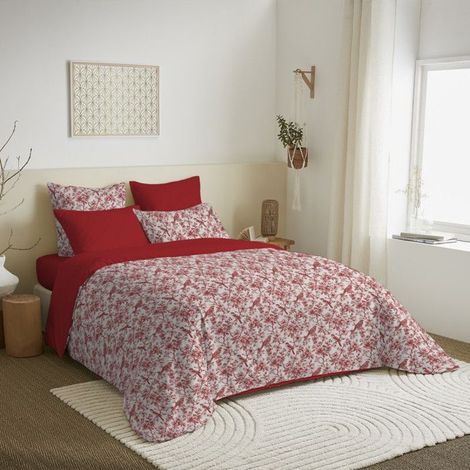 Pack complet housse de couette - Bérengère - 260x240 cm - 100% coton - King Size - Rouge