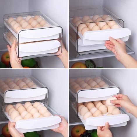 Plateau à œufs Pour Réfrigérateur, 40 Grilles/2 Couches Porte-œufs Pour Réfrigérateur, Tiroir à œufs Pour Réfrigérateur(1 Pièce) (1/4)