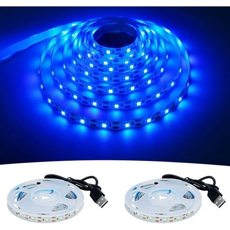 Bande lumineuse LED bleue USB 5V, 6000K, alimentée par USB, 4M (paquet de 2), Flexible, SMD2835, haute luminosité, Non étanche IP20 (1/4)