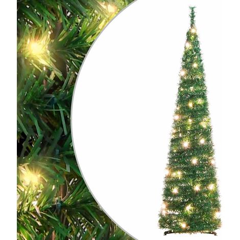 Sapin de Noël artificiel escamotable-Arbre de Noël-Décoration de Fête pour Noël 50 LED vert 120 cm 561310 (1/5)