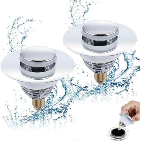 Bouchon de lavabo de rechange, bouchon universel à clapet, bouchon de lavabo en acier inoxydable avec panier récupérateur de cheveux pour salle de bain, baignoire, K (1/5)