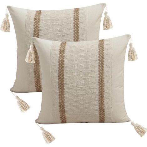 2 Housses de coussin, Multicolore, Polyester, 45x45 cm, Style ethnique, Salon Chambre (1/5)