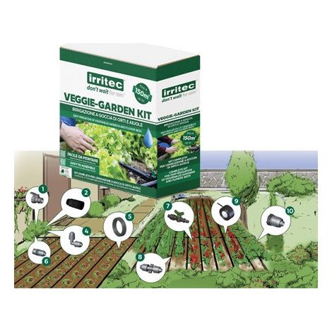 Kit de riego por goteo Veggie-Garden listo para usar – hasta 150 m² – Irritec