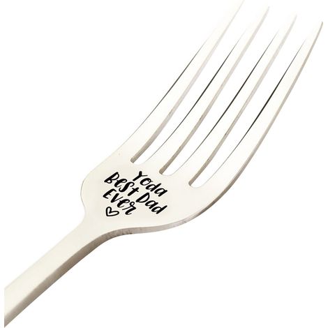 Fourchette En Acier Inoxydable - Gravée Motif Cœur Et Texte Fork Loves You - Pour Cadeau Fête Des Pères Fête Des Mères Noël - 1 Pièce (1/4)