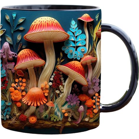 Mug Céramique - Design Champignon 3D - Compatible Micro-ondes Et Lave-vaisselle - Usage Bureau Maison - 1 Pièce (1/5)