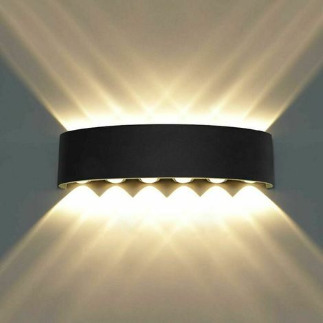 Applique Murale，Lampe Murale Moderne IP65 Étanche appliques murales exterieures en Aluminium,12W noir Lumière chaude (1/5)