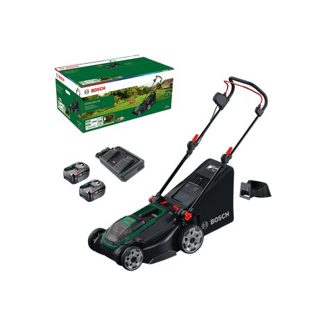 Tondeuse Ă gazon sans fil ROTAK 18V2-43 Bosch, 2x batterie PBA 18V 4.0 Ah et chargeur (1/3)