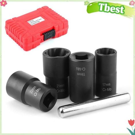 Tbest Extracteur d'écrou Extracteur de Verrouillage D'écrou endommagé, 5 Pièces de Douilles Torsadées et de Barre auto outillage (1/5)