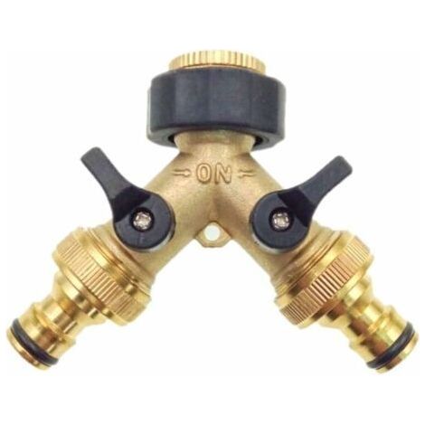 BUNTHAUS Laiton 2 Voies Tap Connector Adaptateur Double Tap Jardin Adaptateur Tap avec Individuelles Marche/arrêt Vannes pour Accueil Cuisine Jardin De Plein air (1/5)