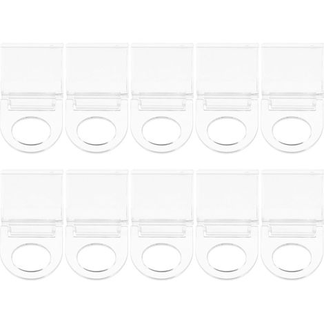 10 pinces à rideaux transparentes en acrylique avec crochets pour stores enrouleurs et toiles d'ombr