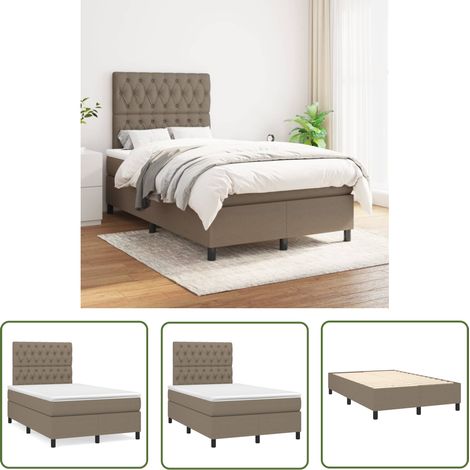 The Living Store Boxspringbett mit Matratze Taupe 120x200 cm Stoff - Boxspringbett - Doppelbett - Bettenrahmen - Schlafsystem - Tapete (1/5)