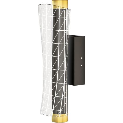 Wandleuchte 2er-Set, LED-Innenlampe, Gitterdesign, dimmbar, Nachttisch- & Flurlampe für Wohnzimmer & Schlafzimmer, Metall, Schwarz