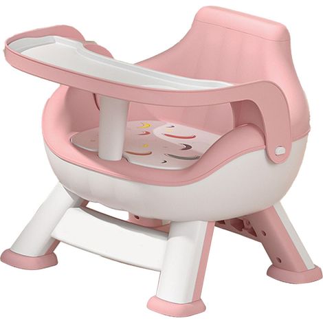 Chaise haute multifonction pour bébé, dossier réglable en hauteur, siège amovible et silencieux, rose. (1/2)