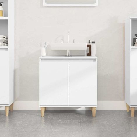 Meuble d'évier blanc 58x33x60 cm Bois d'Ingénierie, Design Moderne (1/5)