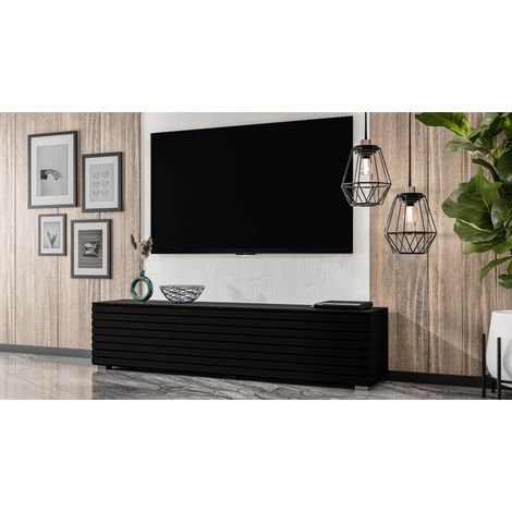 AX LIVING Zivolli Lowboard 160 cm Schwarz Lamellenfront