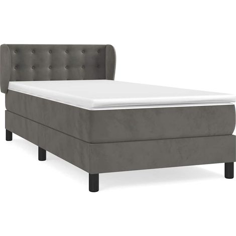 Maison Exclusive - Sommier à lattes de lit et matelas Gris foncé 80x200 cm Velours (1/5)