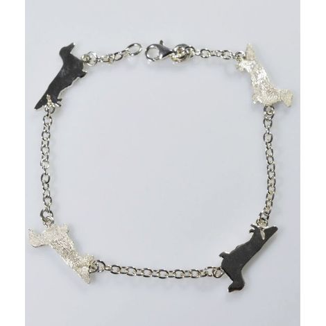 Alternierendes spitzes Langhaardackel-Armband in Sterlingsilber