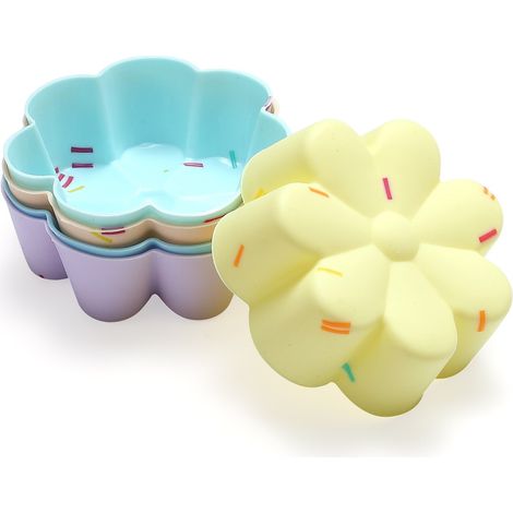 Ensemble de 20 moules à muffins en silicone, moules à fleurs à 7 pétales, blancs, petits moules à gâteaux (1/5)